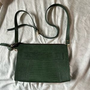 Barely used Claudia Firenze Italian green crocodile pattern bag